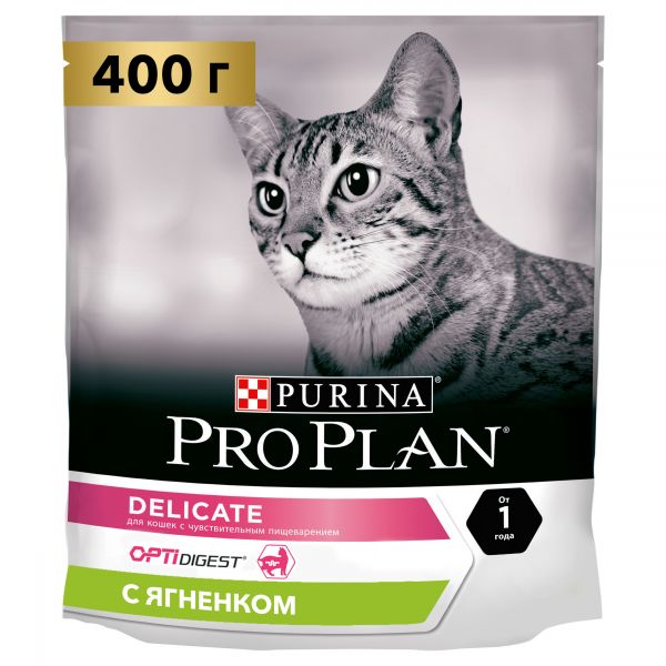 Сухой корм для кошек с чувствительным пищеварением Pro Plan Delicate с комплексом OPTIDIGEST Ягнёнок 400 г