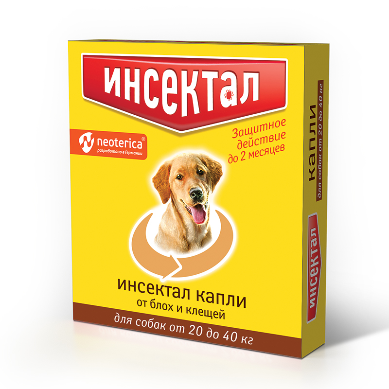 Инсектал капли для собак 20-40 кг от блох и клещей