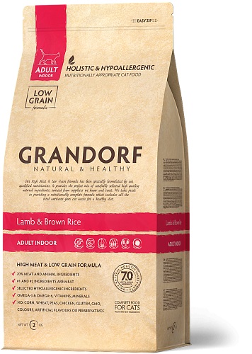 Сухой корм Grandorf Cat Lamb&Rice Indoor Ягненок с рисом для взрослых кошек 2 кг